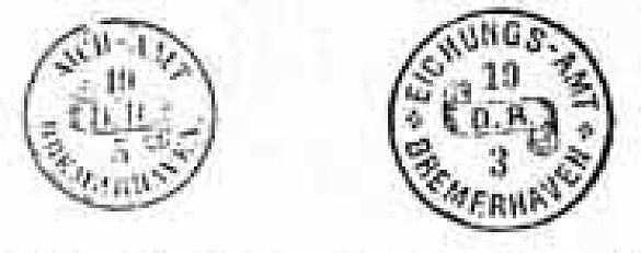 Bilder der Dienstsiegel des Eichamtes Bremerhaven von 1871 und um 1890